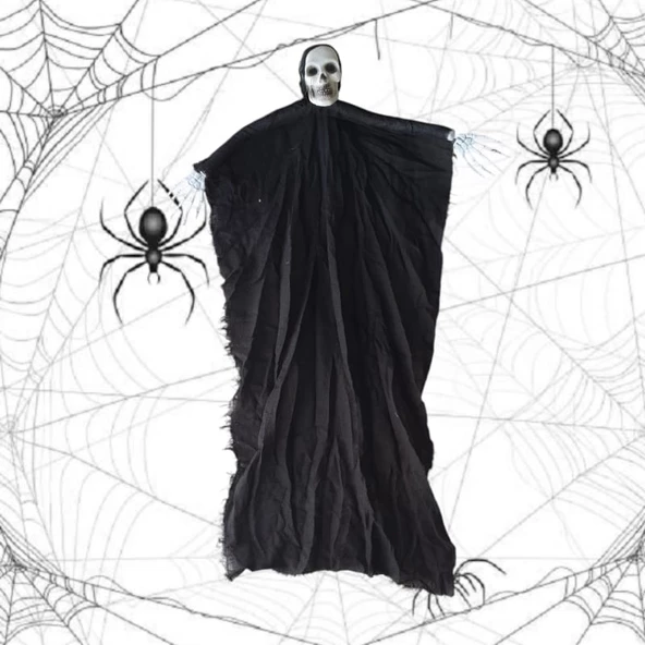 Cadılar Bayramı Dekor Kurukafa 110cm Siyah