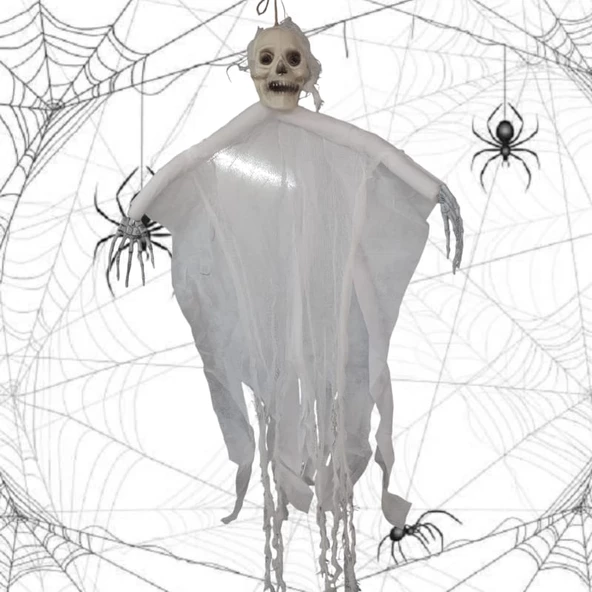 Cadılar Bayramı Dekor Kurukafa 100cm Beyaz