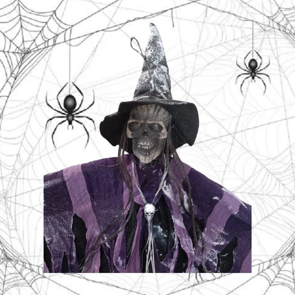 Cadılar Bayramı Dekor Cadı Sesli Işıklı 70cm