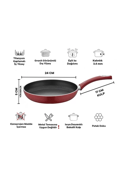 Taç TAÇ 1145 Tava Titan Granit 24 Cm - 3