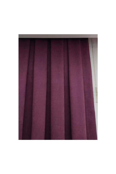 Mürdüm Ada Fon Perde Pilesiz Extraforlu Düz Dikim Büzgü Pile - Resim 5