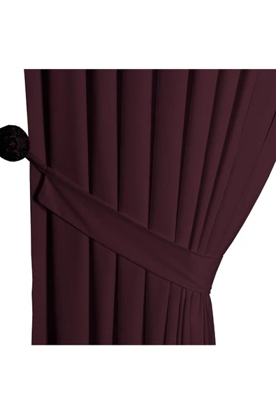 Mürdüm Ada Fon Perde Pilesiz Extraforlu Düz Dikim Büzgü Pile - Resim 3