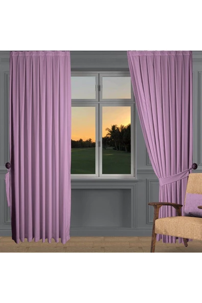 Koyu Lila Ada Fon Perde Pilesiz Extraforlu Düz Dikim Büzgü Pile ürün görseli