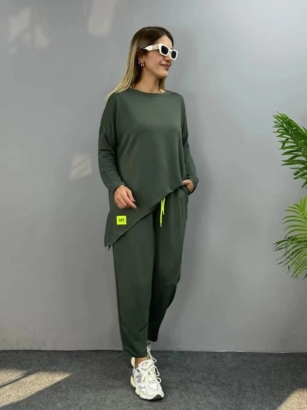 Kadın Iki Iplik Viskon Pamuk Kumaş Arma Detaylı Ikili Takım - Resim 2