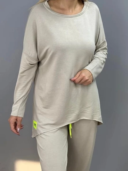 Kadın Iki Iplik Viskon Pamuk Kumaş Arma Detaylı Ikili Takım - Resim 2