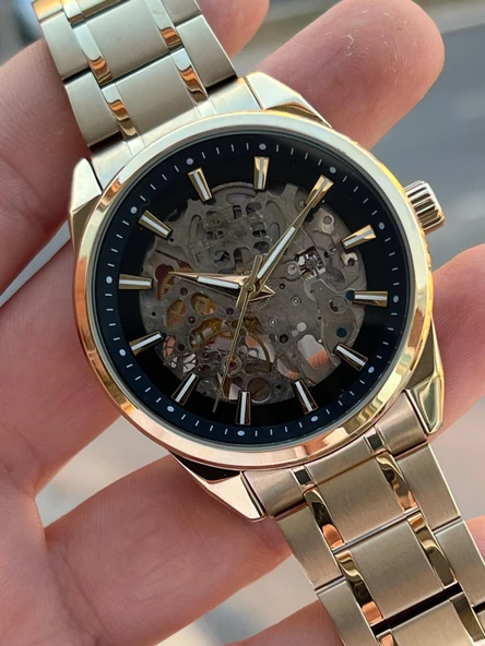 Ferro 2 Yıl Garantili Otomatik Mekanizma 3 Atm Su Geçirmez Çelik Kordon Erkek Kol Saati EFB.40106.B2 - Resim 2