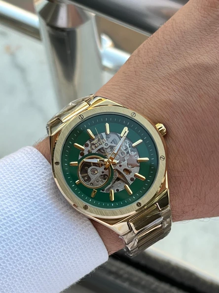 Ferro 2 Yıl Garantili Otomatik Mekanizma 3 Atm Su Geçirmez Çelik Kordon Erkek Kol Saati EF.31443.B6 - 2