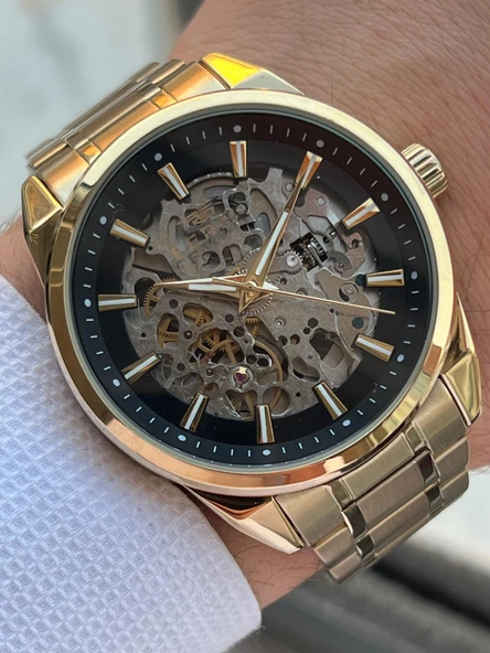 Ferro 2 Yıl Garantili Otomatik Mekanizma 3 Atm Su Geçirmez Çelik Kordon Erkek Kol Saati EFB.40106.B2 - Resim 5