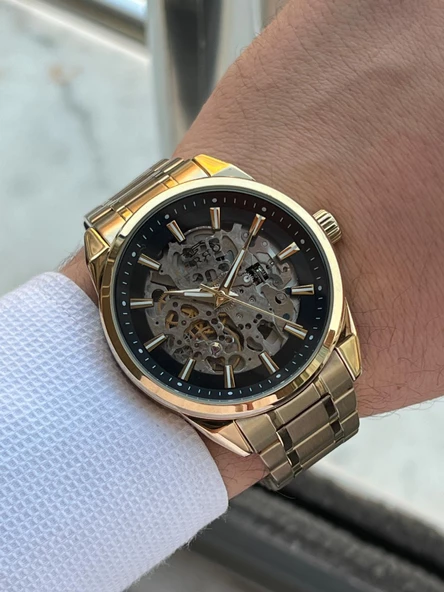 Ferro 2 Yıl Garantili Otomatik Mekanizma 3 Atm Su Geçirmez Çelik Kordon Erkek Kol Saati EFB.40106.B2 - Resim 3