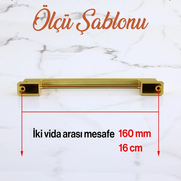 Cemre Altın Metal Kulp 160 mm -16 cm Mobilya Çekmece Mutfak Dolabı Dolap Kulpları Kulbu Kulpu Gold - Resim 4