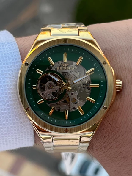 Ferro 2 Yıl Garantili Otomatik Mekanizma 3 Atm Su Geçirmez Çelik Kordon Erkek Kol Saati EF.31443.B6 - 4