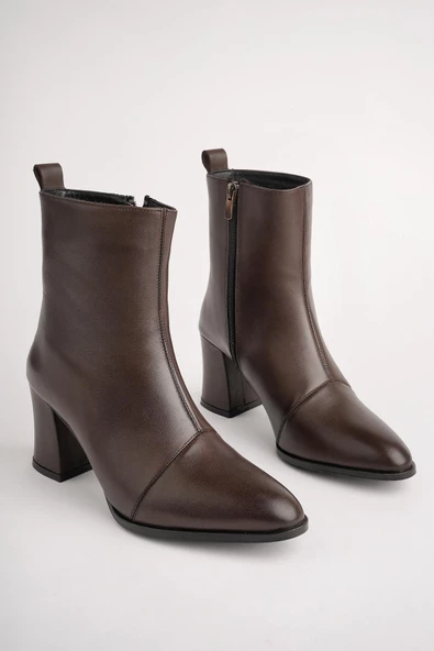 Muggo CHEVY Garantili Hakiki Deri Fermuarlı Topuklu Kadın Bot - 2