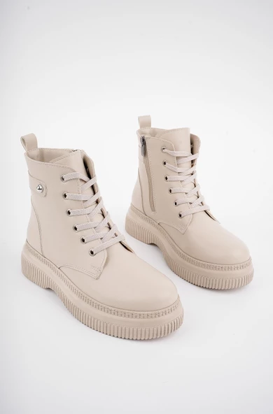 Muggo LUCİNDA Garantili Kalın Taban Fermuarlı Bağcıklı Kadın Postal Bot - 9