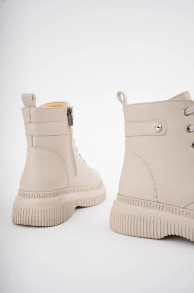 Muggo LUCİNDA Garantili Kalın Taban Fermuarlı Bağcıklı Kadın Postal Bot - 10