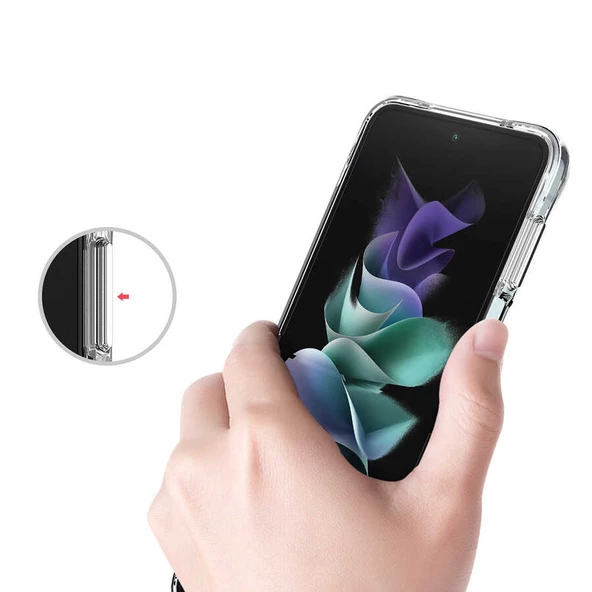 Samsung Galaxy Z Flip 4 Ultra İnce Sert Kamera Çıkıntılı Şeffaf Vonn Kapak - Resim 5