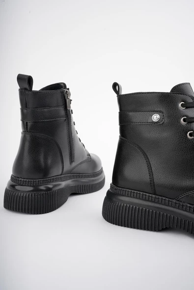 Muggo LUCİNDA Garantili Kalın Taban Fermuarlı Bağcıklı Kadın Postal Bot - 7