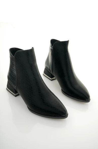 Muggo SHANE Garantili Metal Topuk Detaylı Fermuarlı Kadın Bot - 2