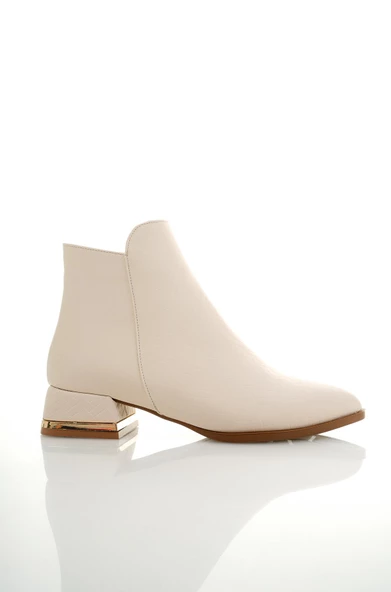 Muggo SHANE Garantili Metal Topuk Detaylı Fermuarlı Kadın Bot - 10