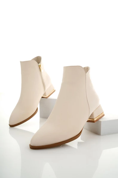 Muggo SHANE Garantili Metal Topuk Detaylı Fermuarlı Kadın Bot - 9