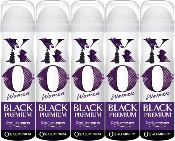 XO Deodorant 150ML Women-Kadın Black Premium (5 Li Set)