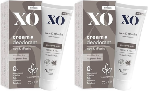 XO Krem Deodorant 75ML Unisex Pure & Effective Kokusuz (2 Li Set)