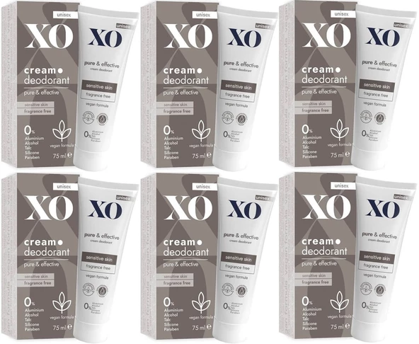 XO Krem Deodorant 75ML Unisex Pure & Effective Kokusuz (6 Lı Set)