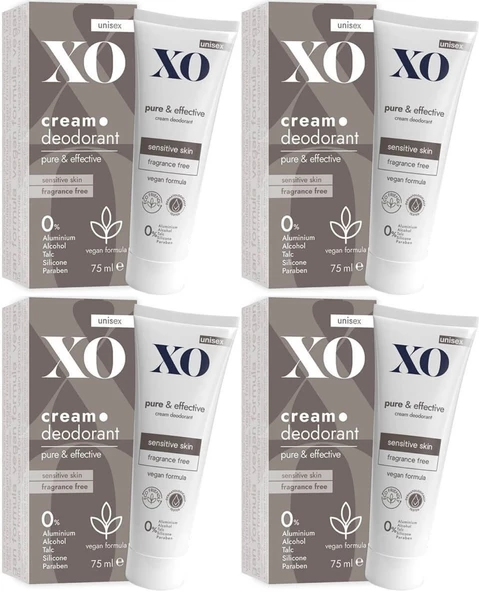 XO Krem Deodorant 75ML Unisex Pure & Effective Kokusuz (4 Lü Set)
