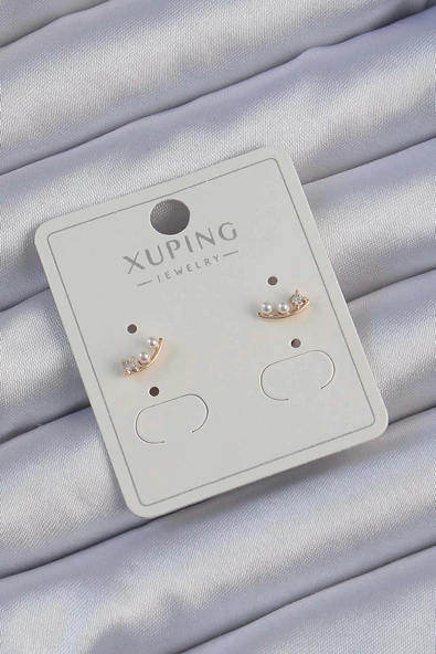 MuI MuI Xuping Rose Renk Zirkon Taşlı İncili Minimal Küpe