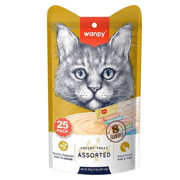 Wanpy Karışık Ra-Mix Sıvı Kedi Ödülü (25 x 14 g)