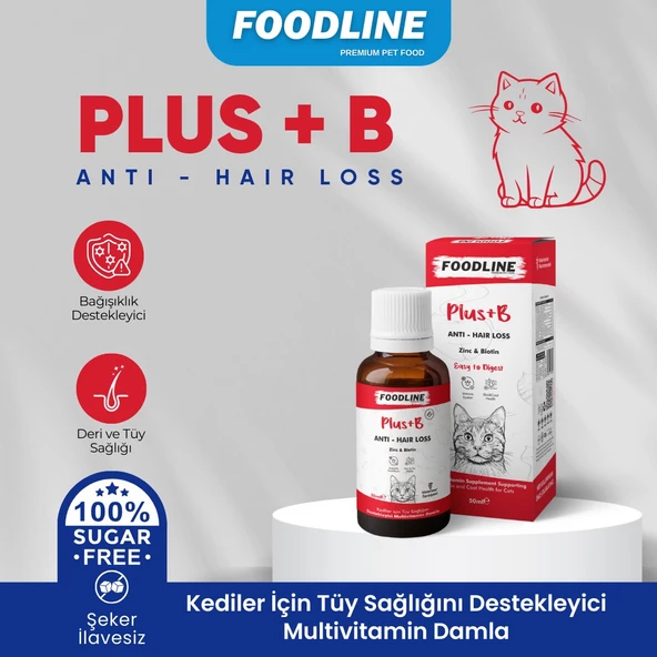 Foodline Kediler için Plus +B Damla 50ml Tüy Sağlığını Destekleyici Biotinli Multivitamin - 2