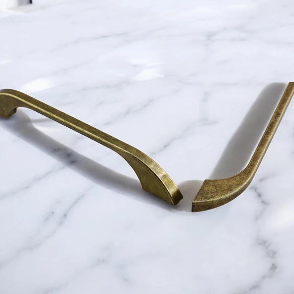 Ezgi 160 mm - 16 cm Eskitme Antik Sarı Metal Mobilya Mutfak Dolabı Dolap Kulpu Kulbu Kulpları - 5
