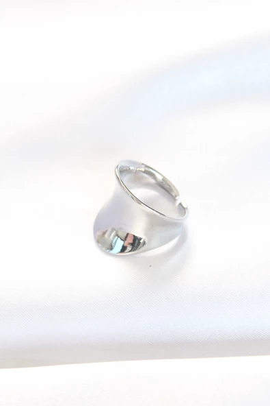 Silver Renk Ayarlanabilir Kavisli Ayna Yüzük - TJ-BYK3114 - 3