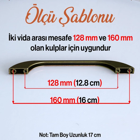 Ezgi 160 mm - 16 cm Eskitme Antik Sarı Metal Mobilya Mutfak Dolabı Dolap Kulpu Kulbu Kulpları - 3