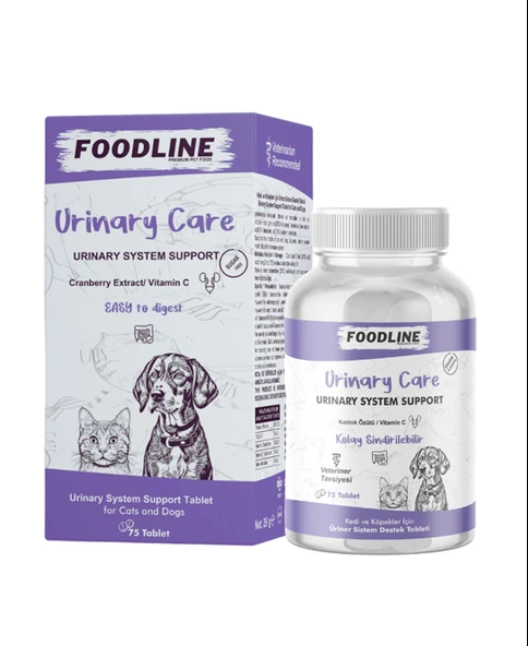 Foodline Urinary Care 75 Tablet Kedi ve Köpekler için İdrar Sağlığını Destekleyici