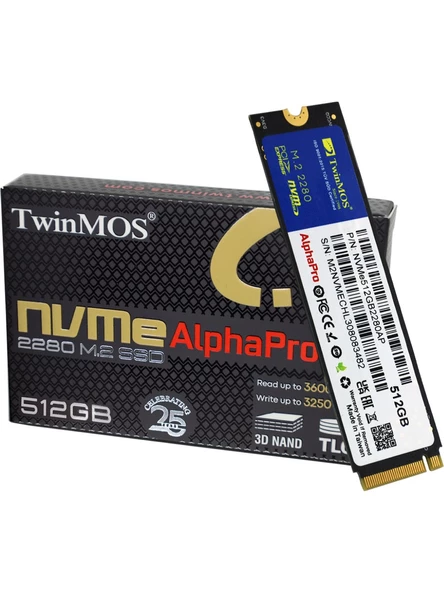 Twinmos NVMe512GB2280Ap 512GB 3600-3250MB M.2 PCIe Gen3 NVMe SSD