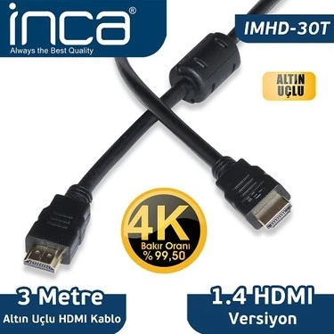 Inca IMHD-30T 3metre HDMI Görüntü Kablosu 3D Gold 1.4V 4K