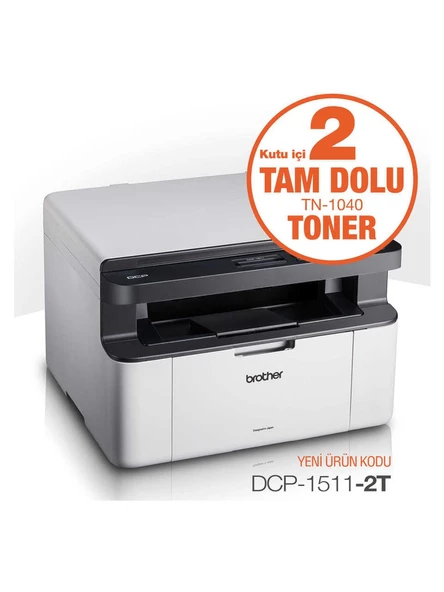 Brother DCP-1511 Çok Fonksiyonlu Mono Laser Yazıcı 2 Tam Toner Hediyeli