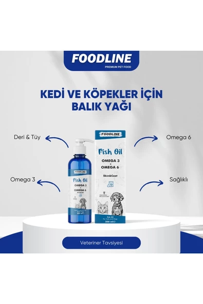 Foodline Fish Oil 200 ml Omega 3&6 İçerikli Balık Yağı Kedi ve Köpekler İçin Tüy ve Genel Sağlık Destekleyici - 2