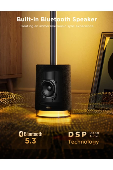 Govee Lyra PRO RGBICWW Köşe Lambası H6079312,BT Hoparlörlü,2100 Lümen,Alexa, Google Asst. Destekli-Siyah - 4