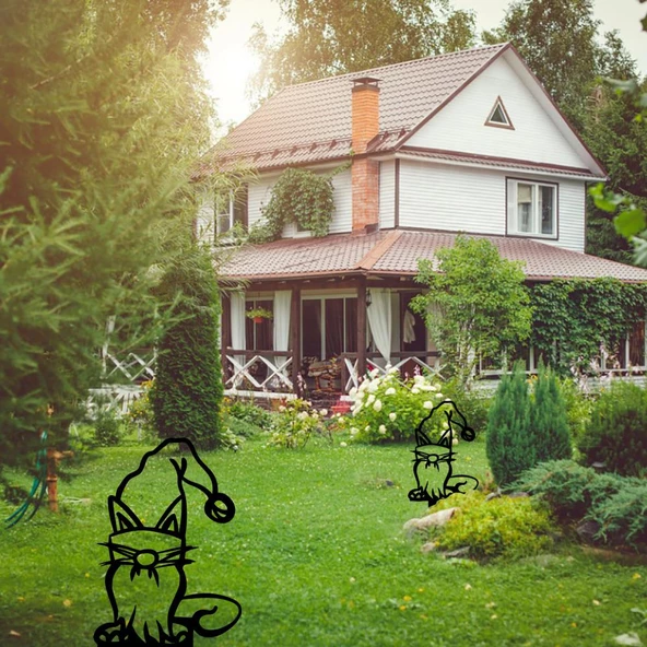 Bahçe Kazığı Demir İmalatı Bahçe Süsü Bahçe Cücesi Kedi - 2