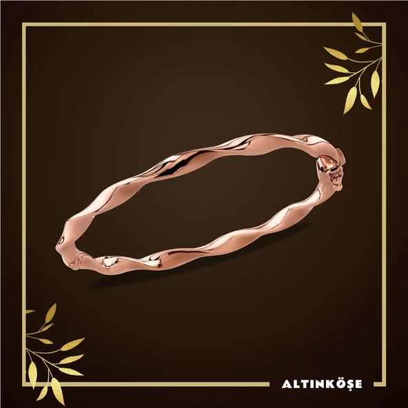Burgulu Rose Altın Kelepçe 14 Ayar - 2