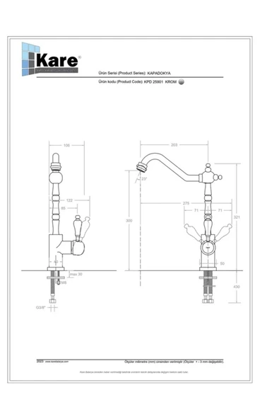 KARE BATARYA  Kapadokya Mix Eviye Bataryası - Resim 2