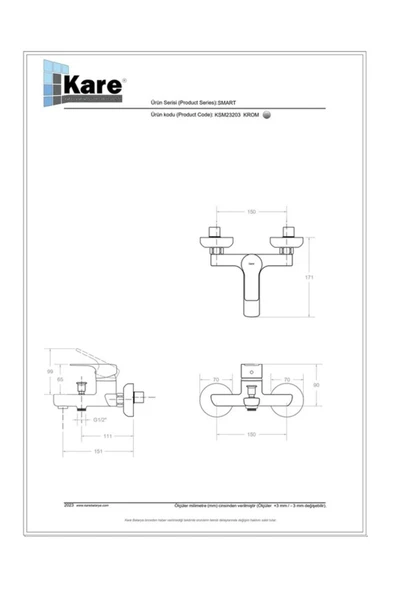 KARE BATARYA  Smart Mix Banyo Bataryası - Resim 2