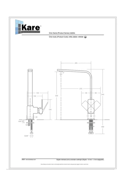 KARE BATARYA  Siera Mıx Eviye Bataryası (Uzun Borulu) - Resim 2