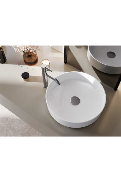 Turkuaz  Tezgah Üstü Lavabo, Suit, Ø 40 cm Mat Beyaz - Resim 2