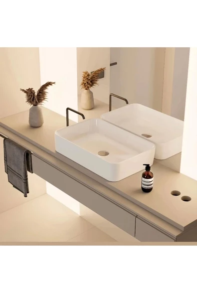 Turkuaz  Hera Tezgahüstü Lavabo 60x38 cm (Bataryasız Lavabo)