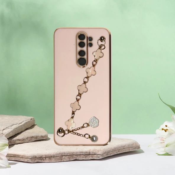 XİAOMİ REDMİ NOTE 8 PRO  ELÇEK ŞANZELİZE KILIF ROSE GOLD