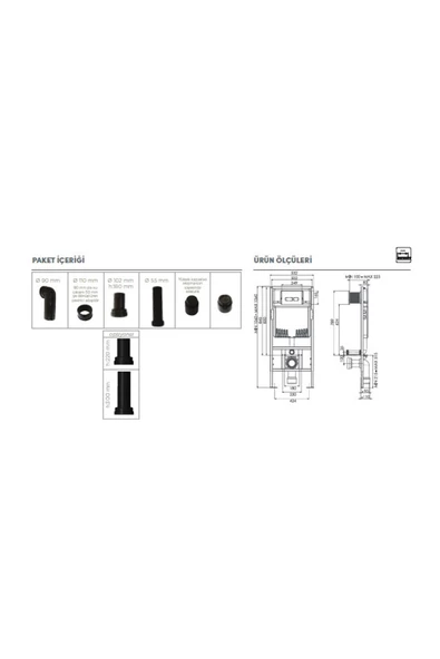 Turkuaz Gömme Rezervuar Alçıpan Tipi Nil Mat Gri Basma Buton Dahil - 4
