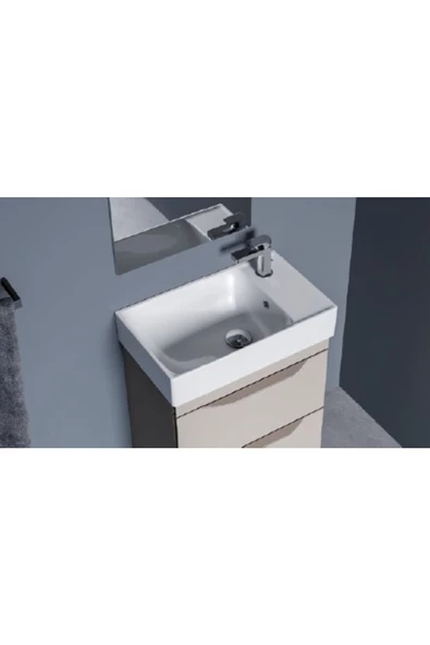Turkuaz  Sharp Etajerli Lavabo 60x30 cm (Sağdan Batarya Delikli)