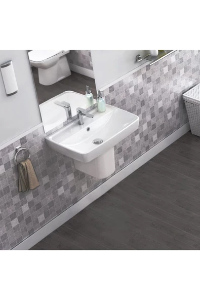 Turkuaz  Beyaz Cerastyle Duru Lavabo 50 X 40 Cm (ayak Dahil Değildir ) - Resim 2